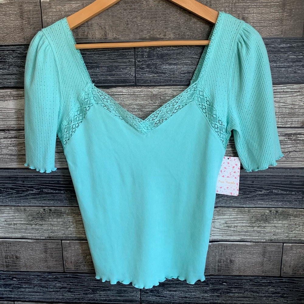 NWT! Free People Margaux Top Turquoise